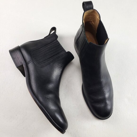 Madewell The Ainsley Chelsea Ankle Boot Womens 8.5 Black Leather Pull On Bootie - Picture 1 of 13